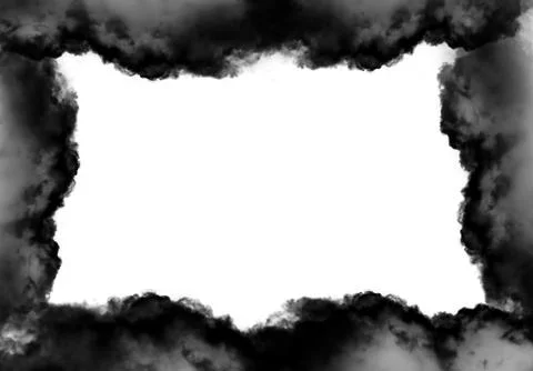 Black cloud shaped smoky frame isolated over white background Illustration