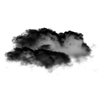 Black cloud of smoke isolated over white background Ilustração Stock
