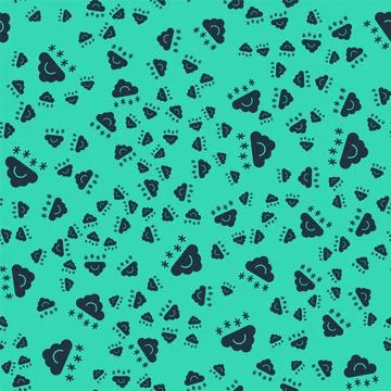 Black Cloud with snow icon isolated seamless pattern on green background. Cloud Stock Illustration