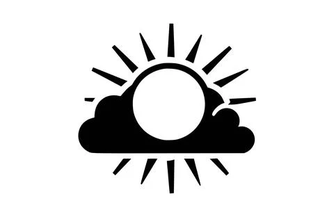 Black cloud sun icon isolated on white background. Beautiful Cloud sun icon. Stock Illustration