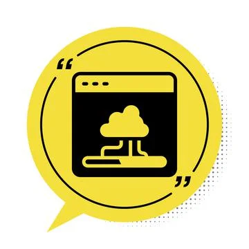 Black Cloud technology data transfer and storage icon isolated on white 스톡 일러스트