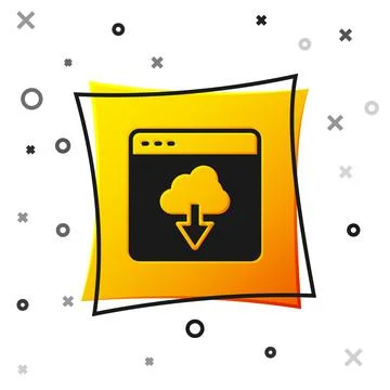 Black Cloud technology data transfer and storage icon isolated on white backg イラスト素材