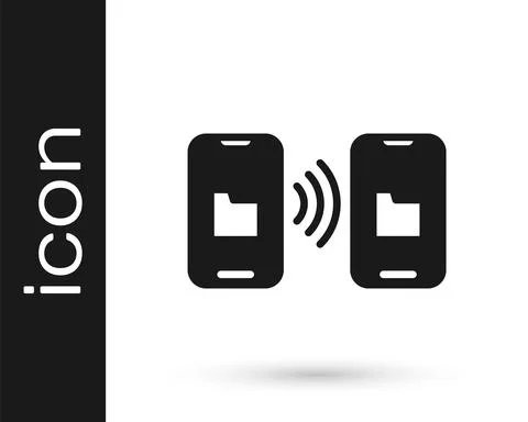 Black Cloud technology data transfer and storage icon isolated on white 스톡 일러스트