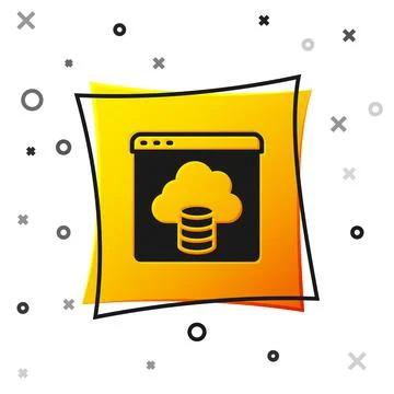 Black Cloud technology data transfer and storage icon isolated on white Illustrazione stock