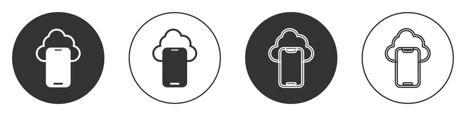 Black Cloud technology data transfer and storage icon isolated on white イラスト素材