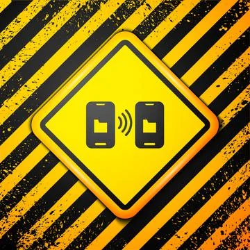 Black Cloud technology data transfer and storage icon isolated on yellow back 스톡 일러스트