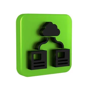 Black Cloud technology data transfer and storage icon isolated on transpare.. Illustrazione stock