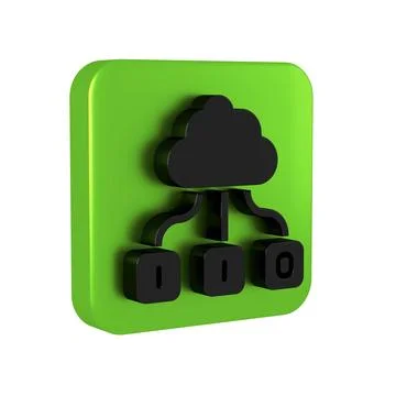 Black Cloud technology data transfer and storage icon isolated on transpare.. Stock Illustration