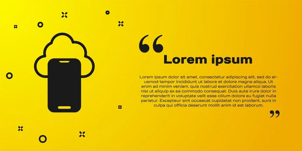 Black Cloud technology data transfer and storage icon isolated on yellow ba.. 스톡 일러스트