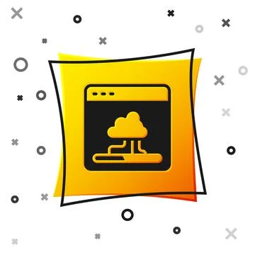 Black Cloud technology data transfer and storage icon isolated on white bac.. Stock Illustration