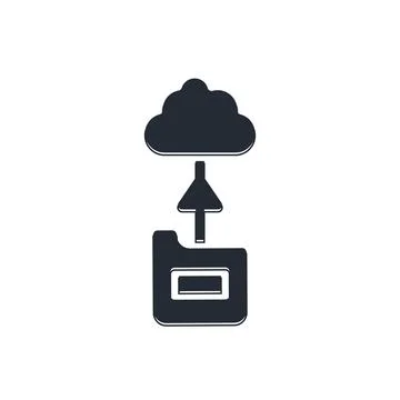 Black Cloud technology data transfer and storage icon isolated on white bac.. Illustrazione stock