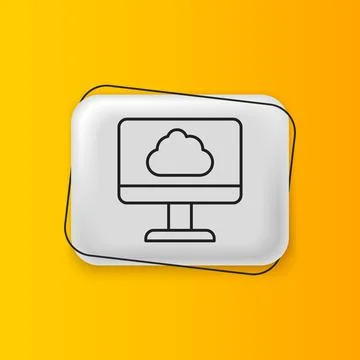 Black Cloud technology data transfer and storage icon isolated on yellow ba.. Illustrazione stock