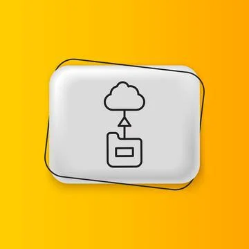 Black Cloud technology data transfer and storage icon isolated on yellow ba.. 스톡 일러스트