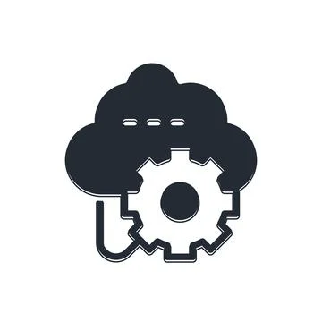 Black Cloud technology data transfer and storage icon isolated on white bac.. Illustrazione stock