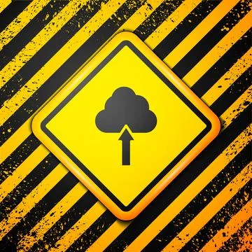 Black Cloud upload icon isolated on yellow background. Warning sign. Vector Stock Illustration
