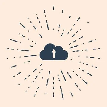 Black Cloud upload icon isolated on beige background. Abstract circle random Stock Illustration