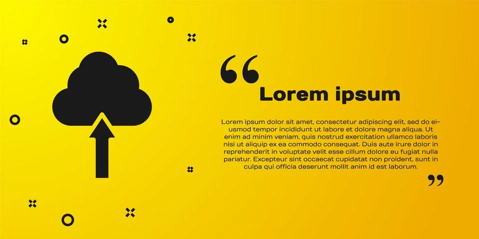 Black Cloud upload icon isolated on yellow background.  Vector 스톡 일러스트