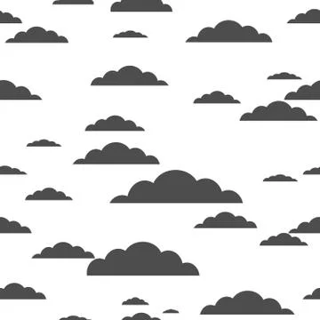 Black Cloud on white background. seamless pattern. Stock Illustration