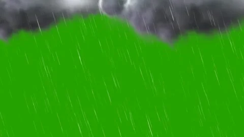 Black clouds accompanied by heavy ra on green screen Stock Footage 245710638