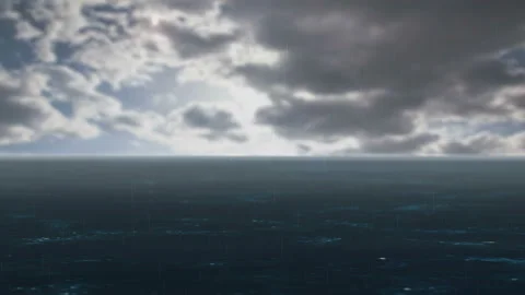 Black clouds and rain over the sea Stock Footage 86358876