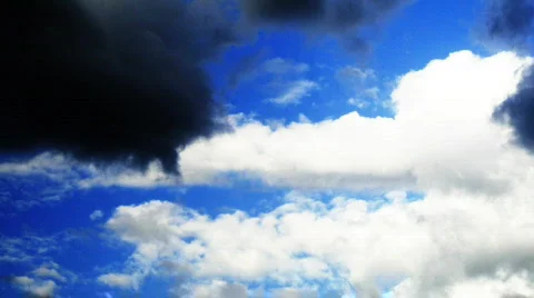 Black clouds and white blue Sky Time-lapse Stock Footage 581501