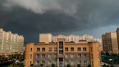Black clouds are coming over the city Stock Footage 245562821