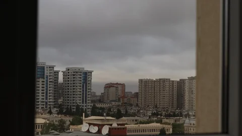 Black clouds on the city Stock Footage