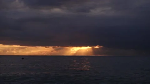 Black clouds hang over the restless sea. Stock Footage 162683683