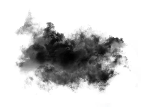 Black clouds or smoke on white background Stock Photos