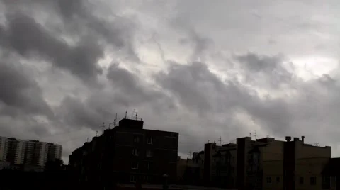 Black clouds over city Stock Footage 50136177