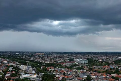 Black clouds over the resedential area Stock Photos