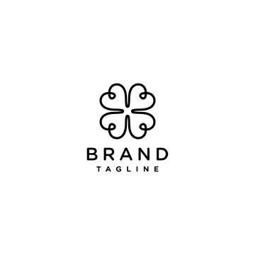 Black Clover Leaf Logo Design Stock Illustration