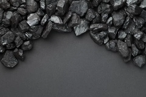 Black Coal Border Over Dark Background Stock Photos