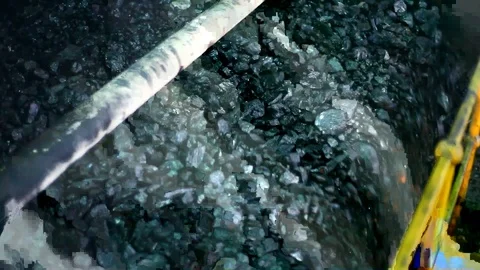 Black coal in processing on conveyor belt Stock Footage 103086954