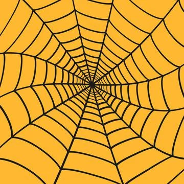 Black cobweb on orange background. Spider web. Vector Stock Illustration