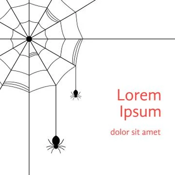 Black cobweb with spiders Stock Illustration