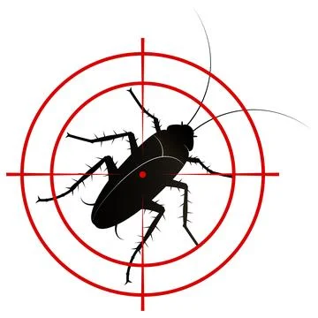 Black cockroach at gunpoint. Insect control symbol Stock-Illustration