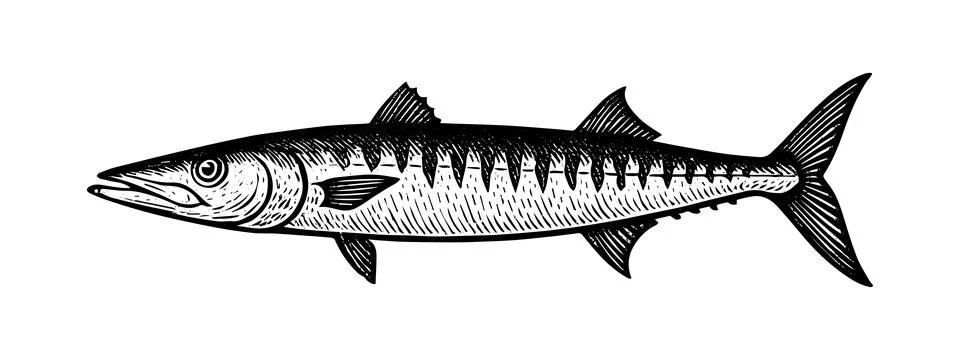 Black Cod Vector Illustration – Realistic Seafood Artwork Stock Illustration