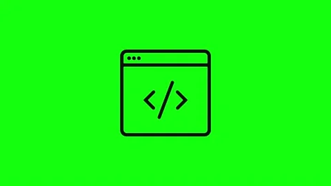  Black coding code html programming language icon green screen 10 animations chr Stock Footage 140188944