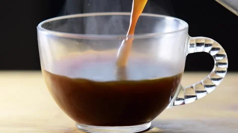 Black coffe close up glass elegent cup Stock Footage 255663271