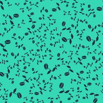 Black Coffee beans icon isolated seamless pattern on green background. Vector Stock Illustration