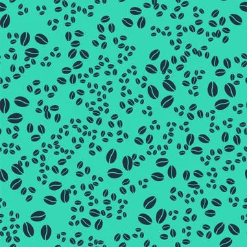 Black Coffee beans icon isolated seamless pattern on green background. Vector 库存插图