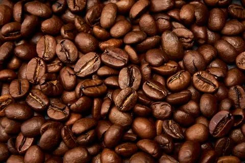 Black coffee beans, roasted, suitable as a background Stock Photos