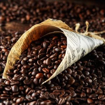 Black coffee beans studio shot. Stock Photos