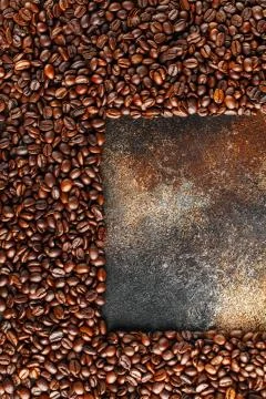 Black coffee beans studio shot. Stock Photos
