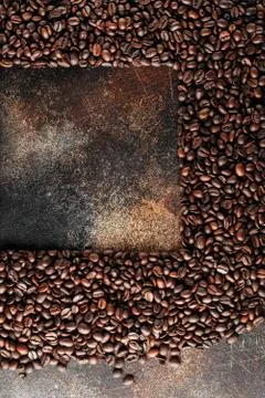Black coffee beans studio shot. Stock Photos