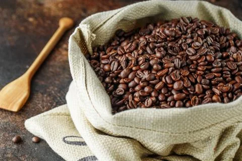 Black coffee beans studio shot. Stock Photos