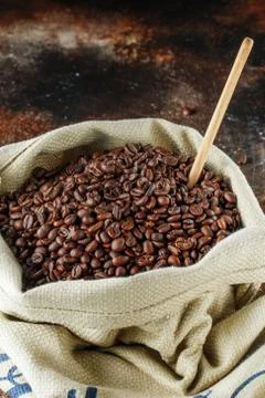 Black coffee beans studio shot. Stock Photos