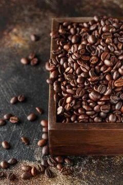 Black coffee beans studio shot. Stock Photos