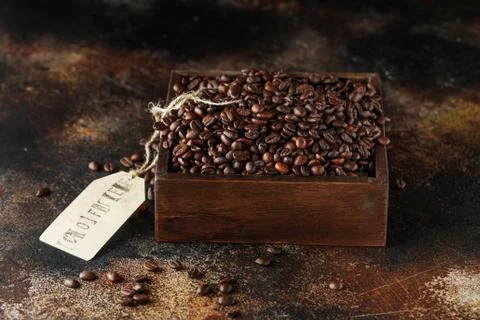 Black coffee beans studio shot. Stock Photos